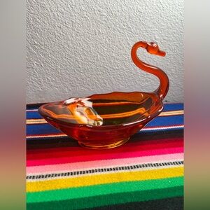 Persimmon colored Swan Mid Century Modern 7" Long